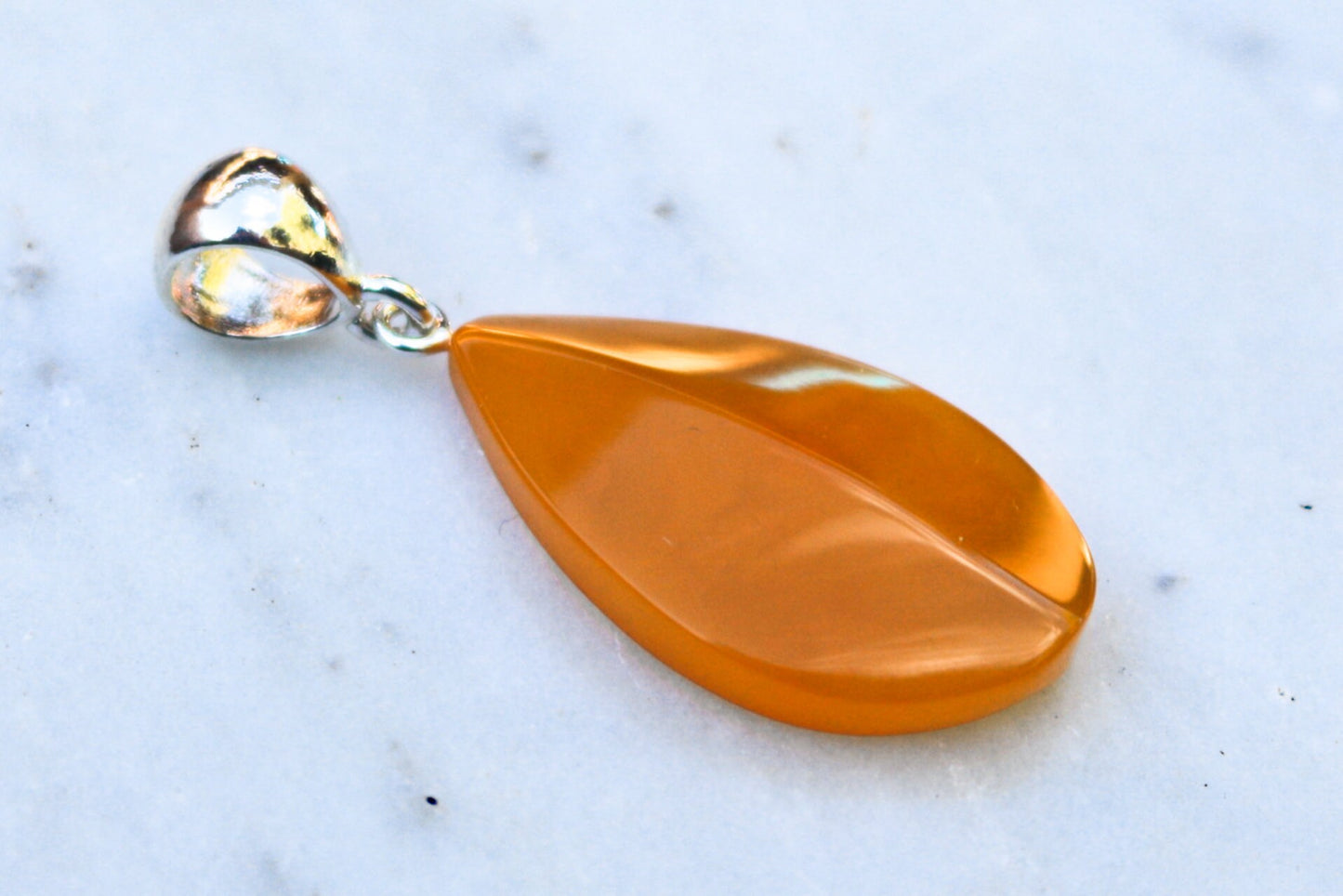 Baltic Amber Pendant Antique Faceted Drop Caramel Unisex Jewelry Natural 1.82" 3.2 gram 925 Silver