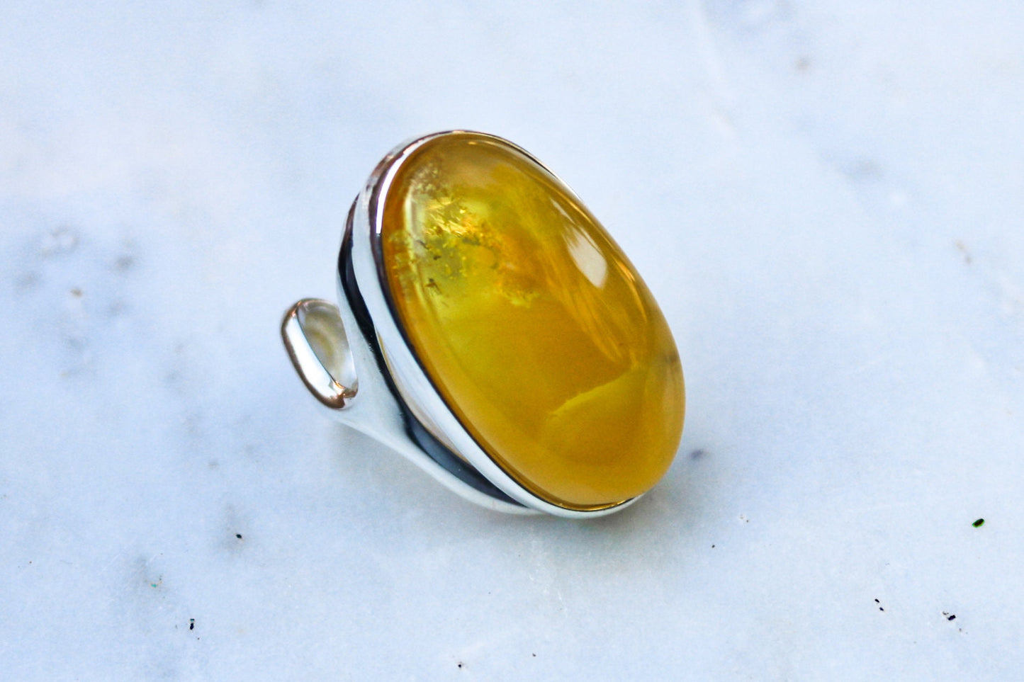 Baltic Amber Ring Butterscotch Yellow Cloudy Adjustable Natural Untreated 925 Silver 15 gram