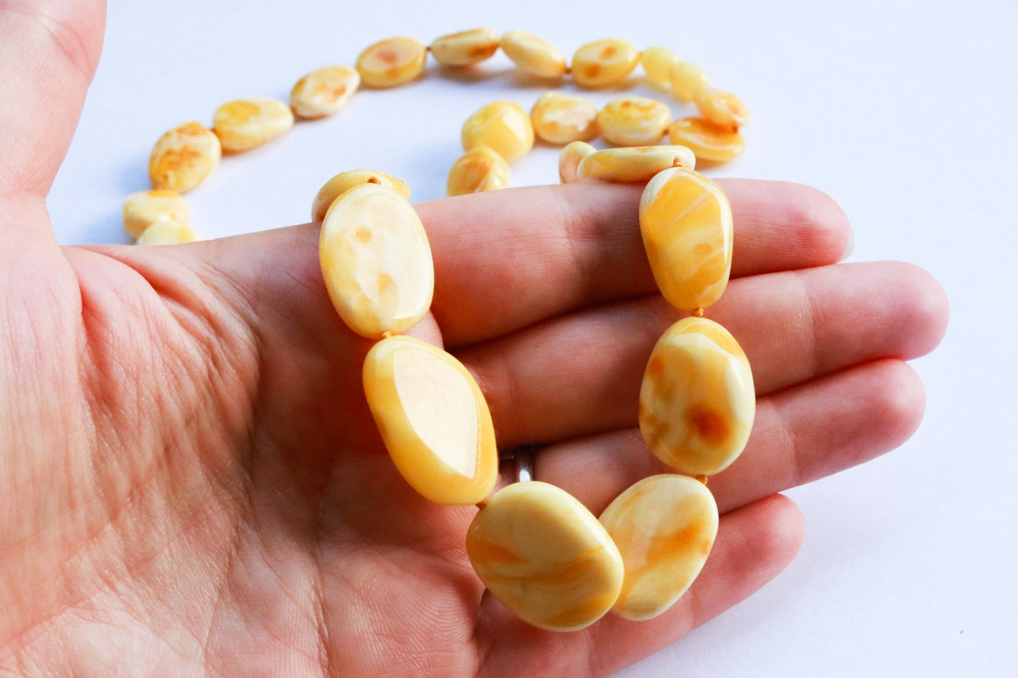 Baltic Amber Necklace Butterscotch Raw Natural Unpolished Untreated Beads Unisex Jewelry 22" 28.4 gram