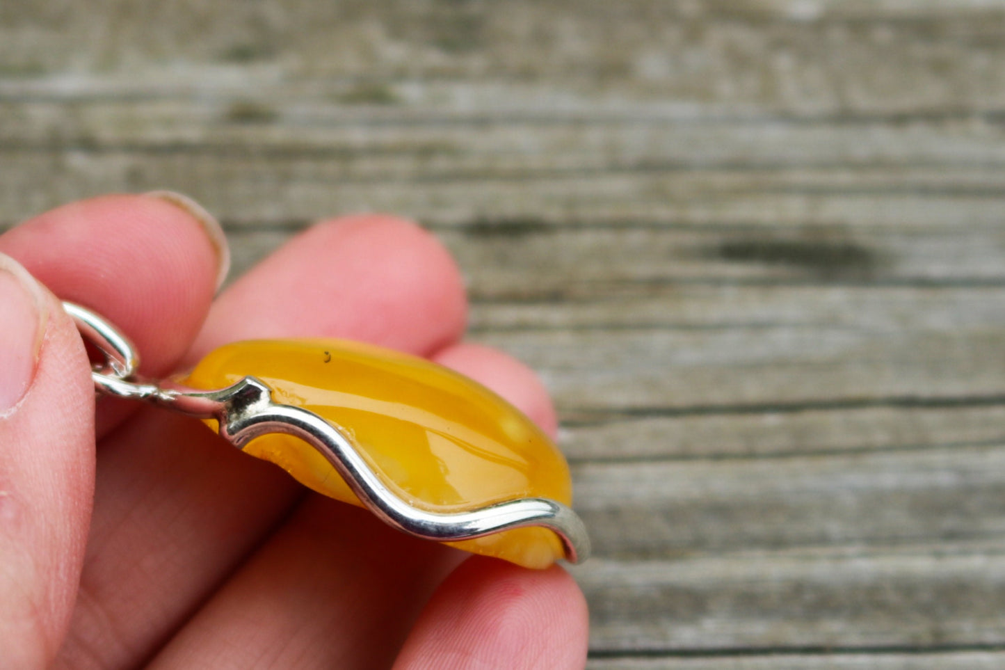 Baltic Amber Pendant Butterscotch Cloudy Oval Natural Unisex Jewelry 1.79" 8.1 gram 925 Silver