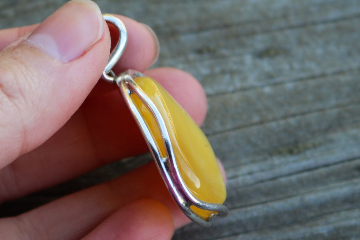 Baltic Amber Butterscotch Pendant Natural Cloudy Untreated Unisex Jewelry 1.9" 11.3 gram 925 Silver