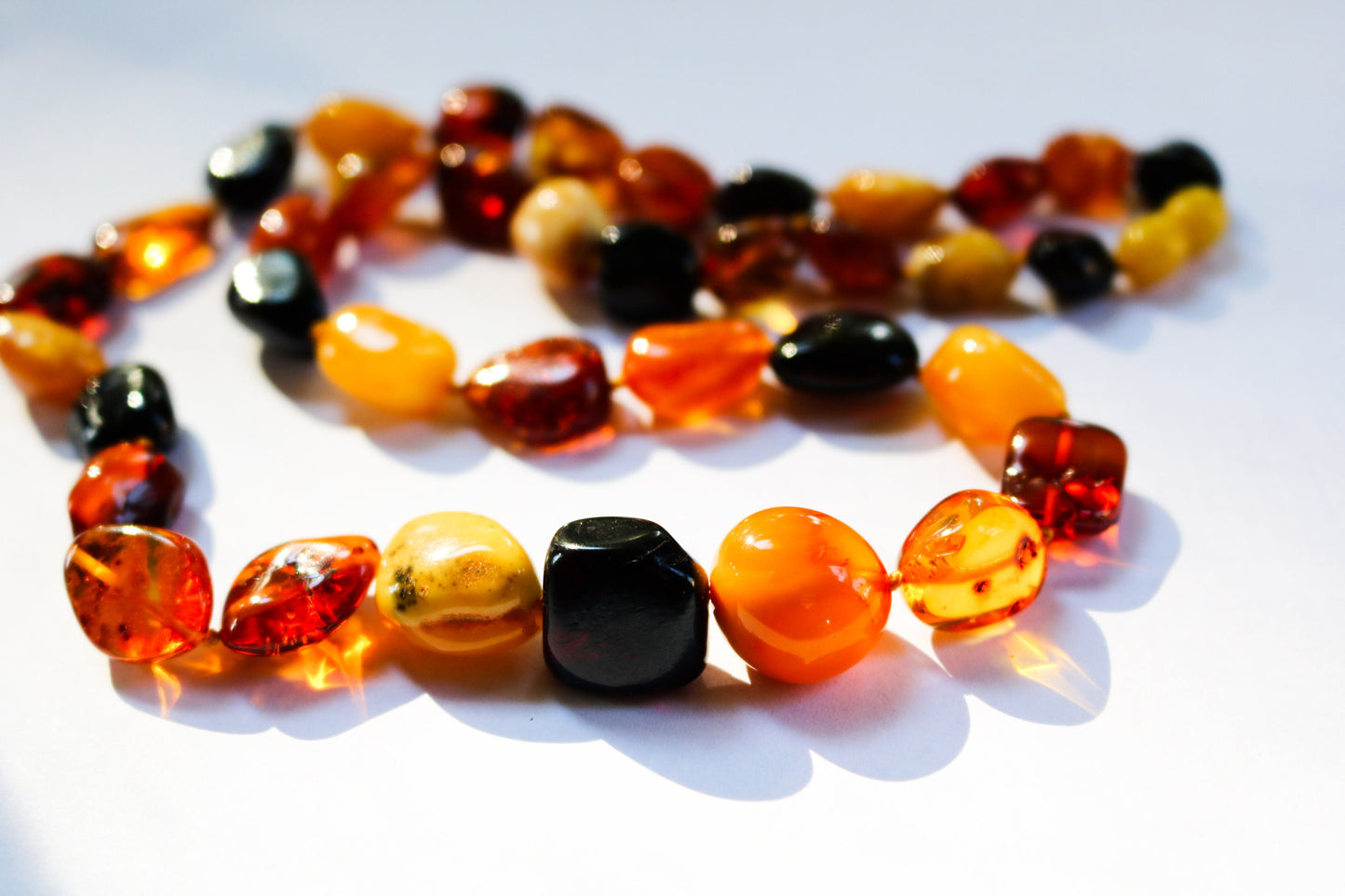 Baltic Amber Necklace Multicolor Natural Unisex Polished Jewelry 24" 35 gram