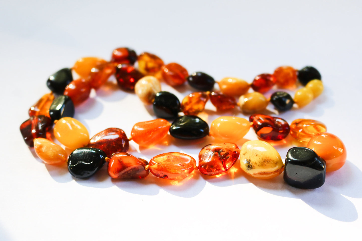 Baltic Amber Necklace Multicolor Natural Unisex Polished Jewelry 24" 35 gram