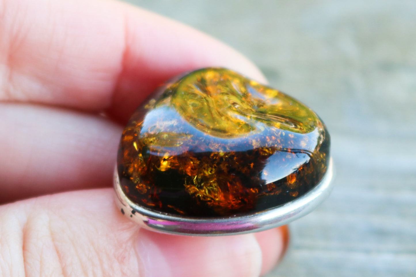 Baltic Amber Ring Green Adjustable Sparkling Jewelry 925 Silver 12 gram