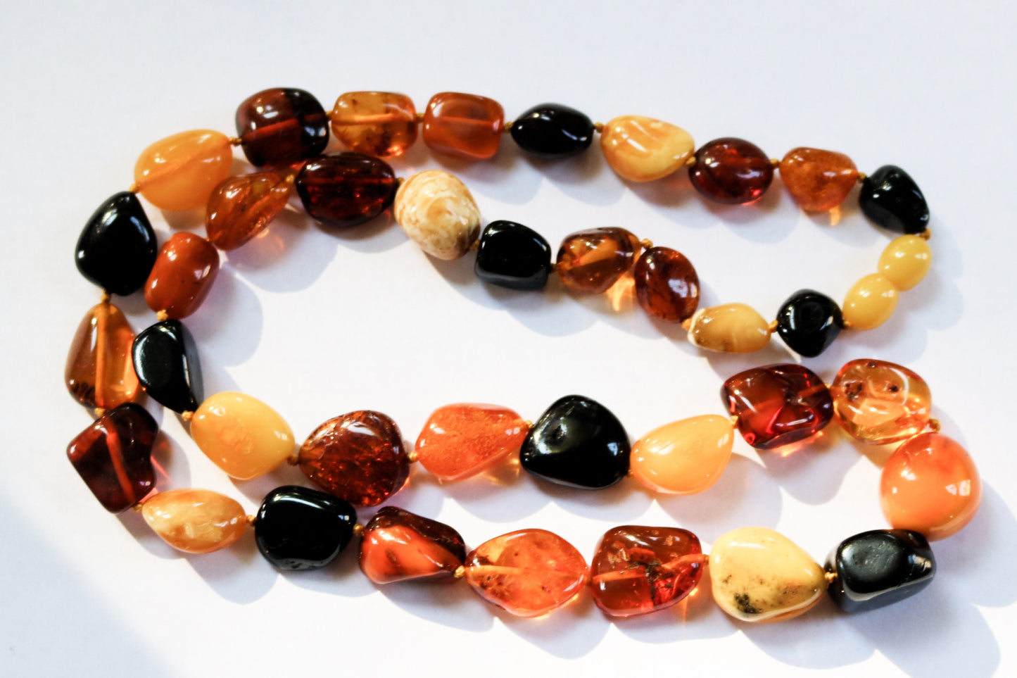 Baltic Amber Necklace Multicolor Natural Unisex Polished Jewelry 24" 35 gram