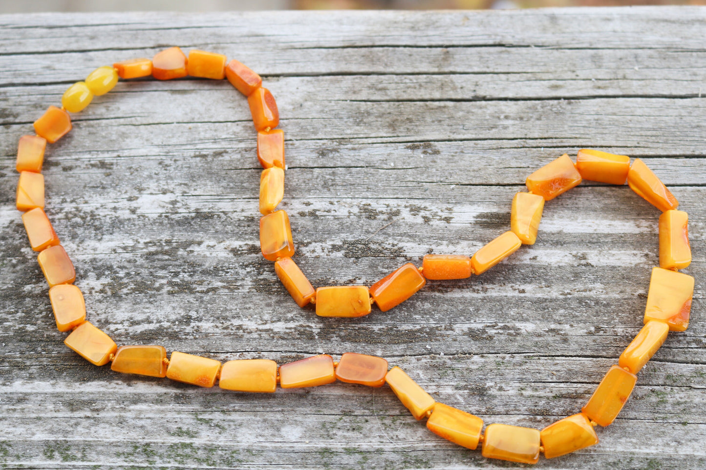 Baltic Amber Necklace Yolk Antique Butterscotch Unisex Jewelry Beads 21.7″ 16.6 gram