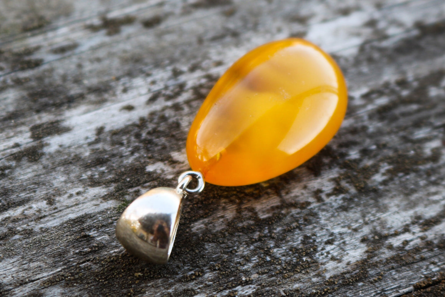 Baltic Amber Pendant Drop Cloudy Yolk Natural Untreated Unisex 1.69" 3.9 gram