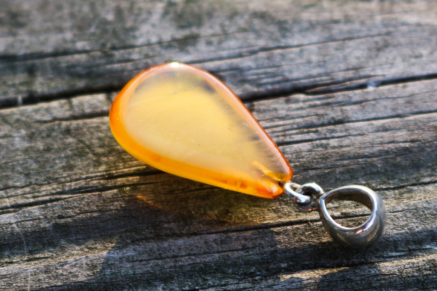 Baltic Amber Pendant Drop Cloudy Yolk Natural Untreated Unisex 1.38" 2 gram 925 Silver