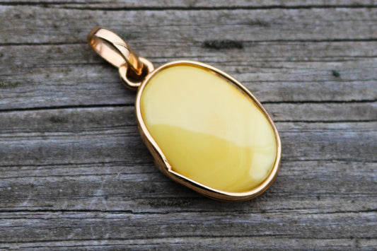 Baltic Amber Pendant Butterscotch Gold Plated Silver Natural Untreated Jewelry 1.73" 6.8 gram