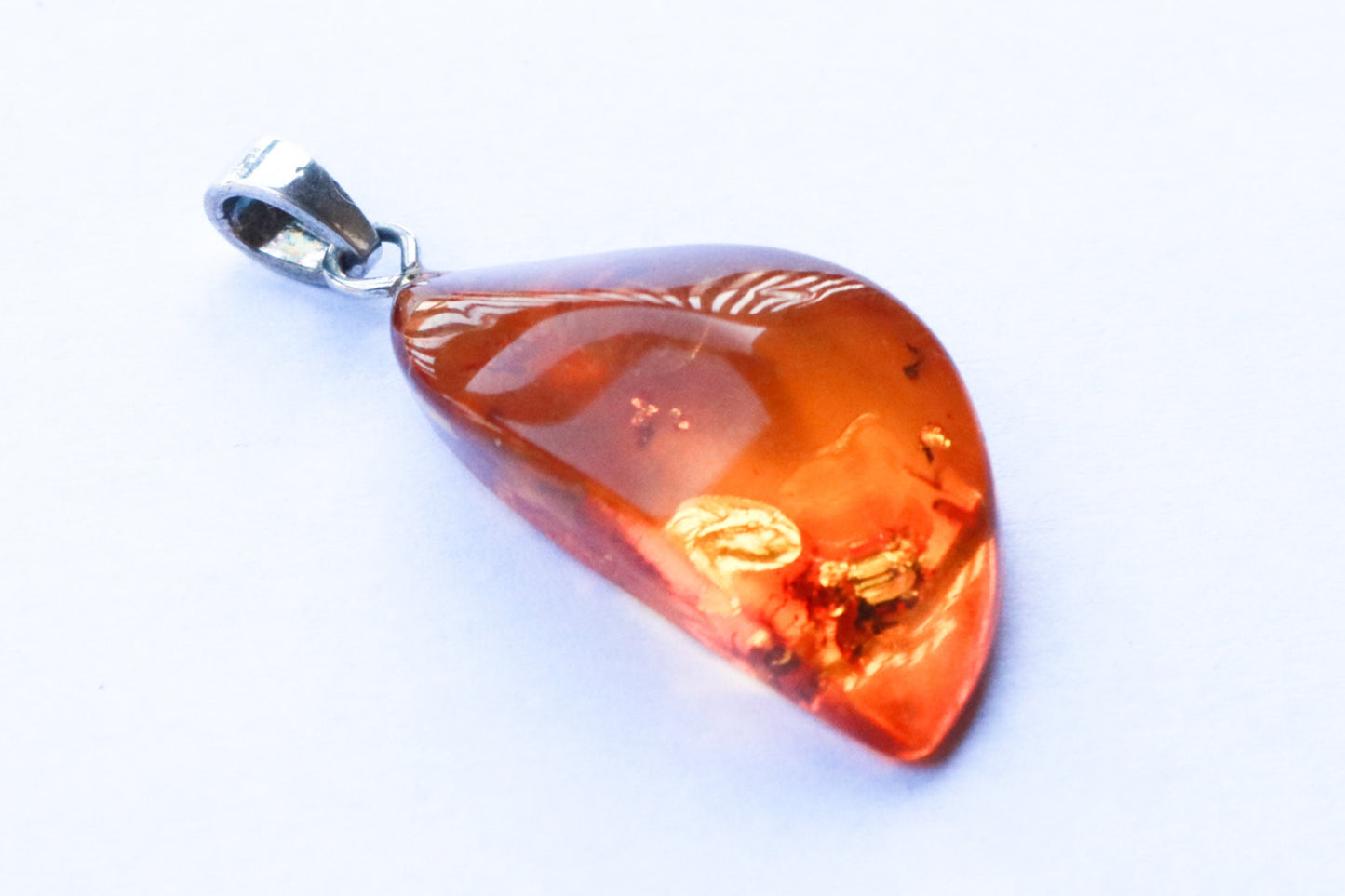 Baltic Amber Pendant Honey Faceted Natural Untreated Unisex Jewelry 1.48" 3.1 gram 925 Silver