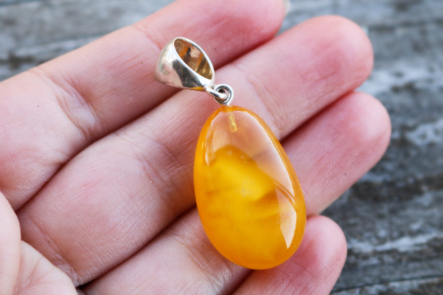 Baltic Amber Pendant Drop Cloudy Yolk Natural Untreated Unisex 1.69" 3.9 gram