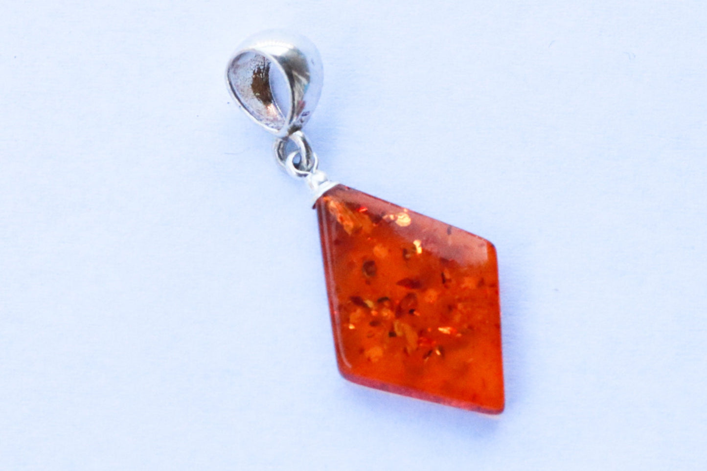 Baltic Amber Pendant Honey Diamond Jewelry Unisex 1.31" 1.3 gram 925 Silver