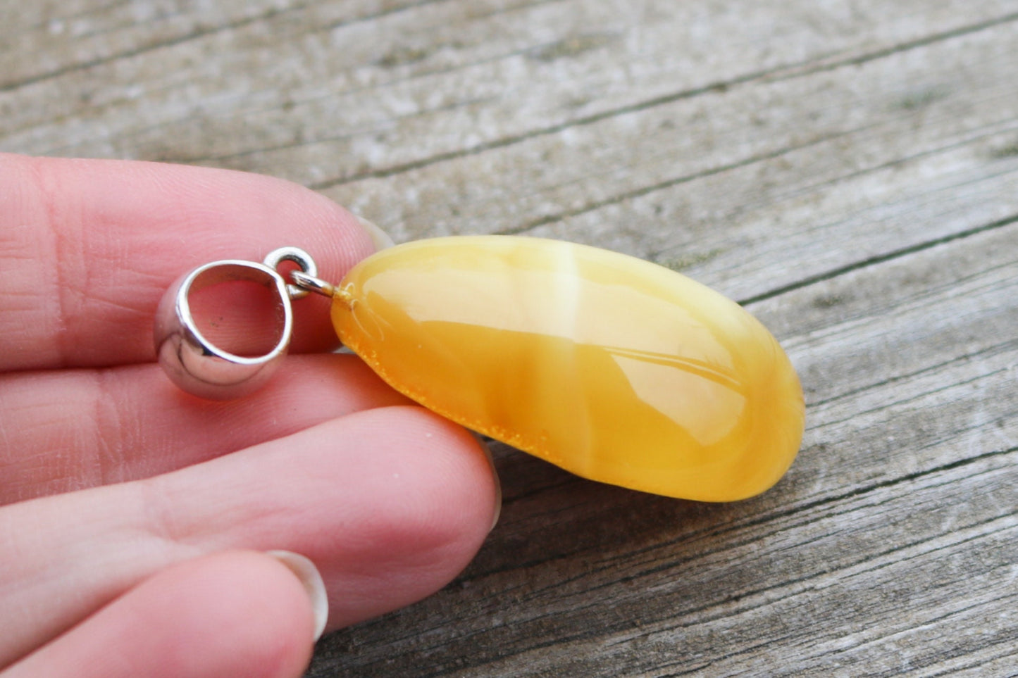 Baltic Amber Butterscotch Pendant Milky Natural Untreated Unisex 2" 8.5 gram 925 Silver