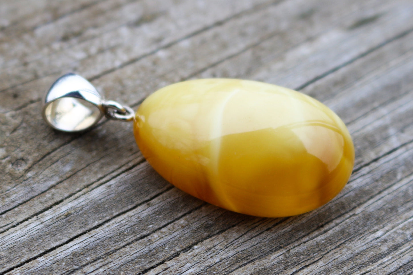 Baltic Amber Butterscotch Pendant Milky Natural Untreated Unisex 2" 8.5 gram 925 Silver