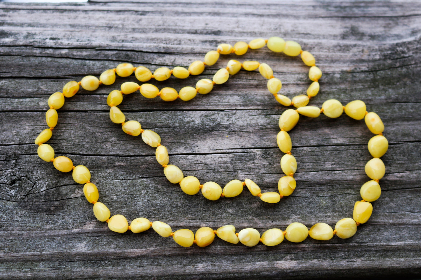 Baltic Amber Necklace Butterscotch Yellow Beaded Natural Raw Untreated 28.5" 15 gram