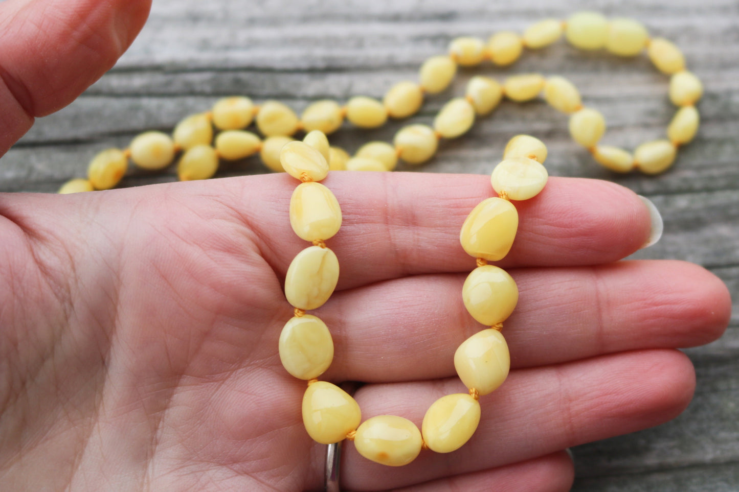 Baltic Amber Necklace Butterscotch Yellow Beaded Natural Raw Untreated 28.5" 15 gram