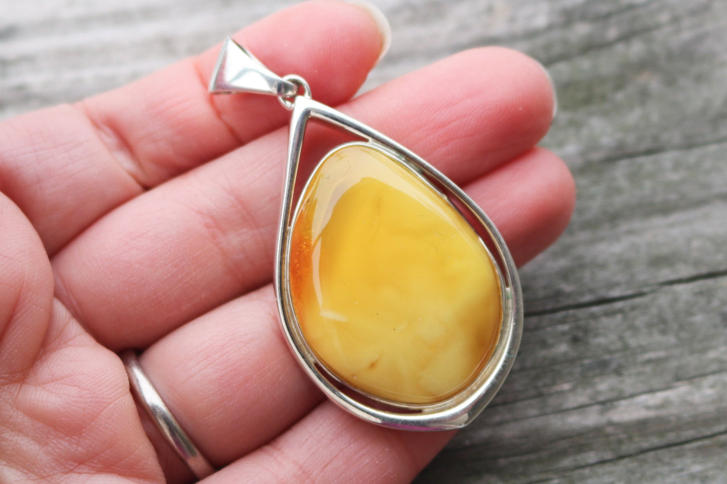 Baltic Amber Butterscotch Pendant Drop Natural Untreated Jewelry 2.32" 18.5 gram 925 Silver