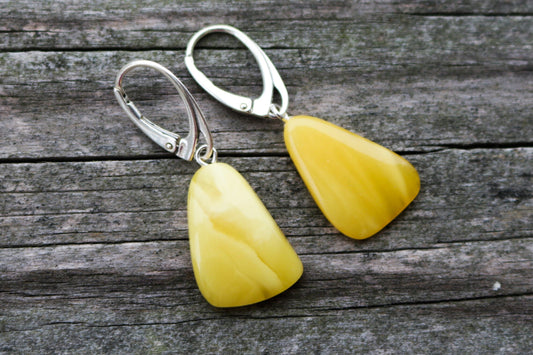 Baltic Amber Butterscotch Earrings Natural Untreated 1.55" 2.8 gram