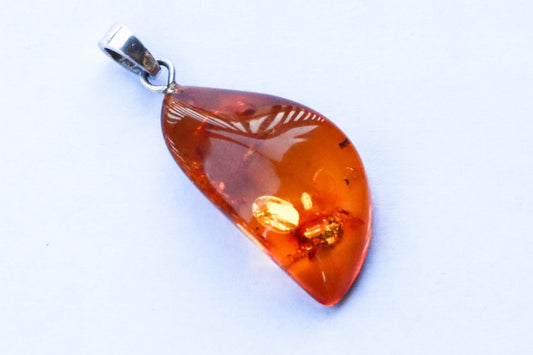 Baltic Amber Pendant Honey Faceted Natural Untreated Unisex Jewelry 1.48" 3.1 gram 925 Silver