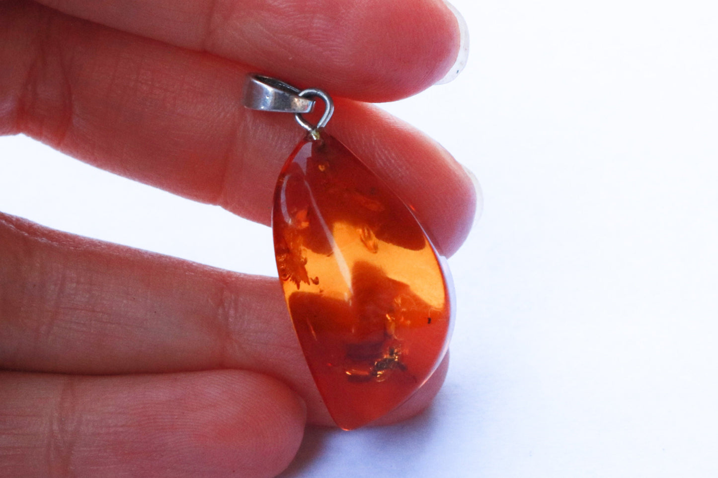 Baltic Amber Pendant Honey Faceted Natural Untreated Unisex Jewelry 1.48" 3.1 gram 925 Silver