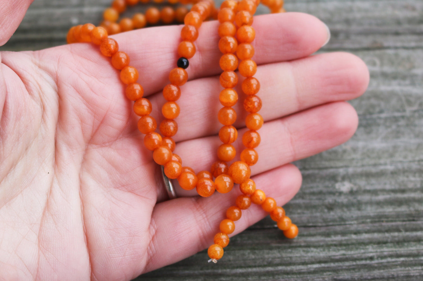 Baltic Amber Butterscotch Buddhist Mala Prayer Ball Beads Yolk Natural 11.8 gram 5.7 mm