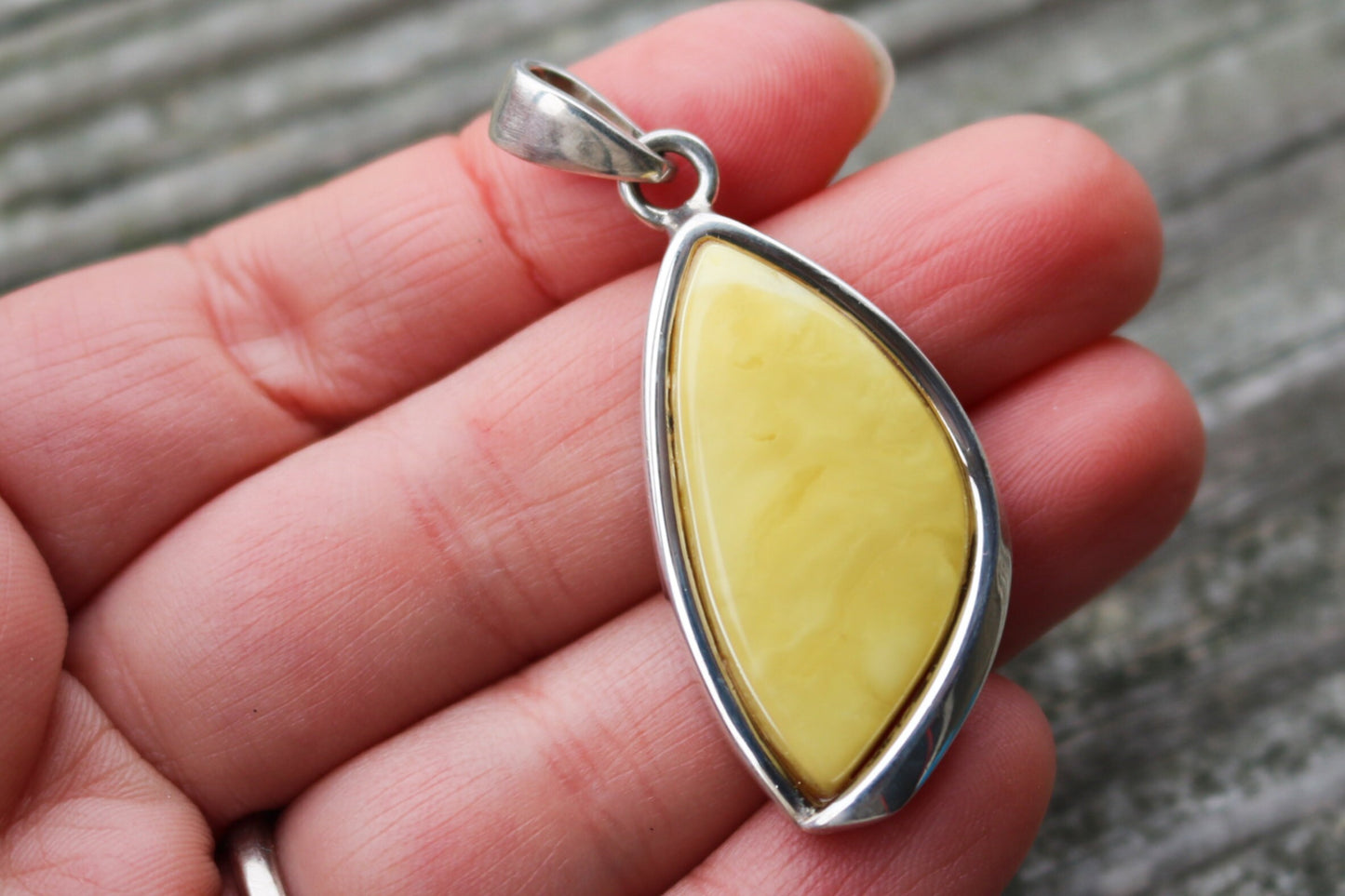 Baltic Amber Pendant Butterscotch Yellow Natural Untreated Unisex 1.97" 7.8 gram 925 Silver