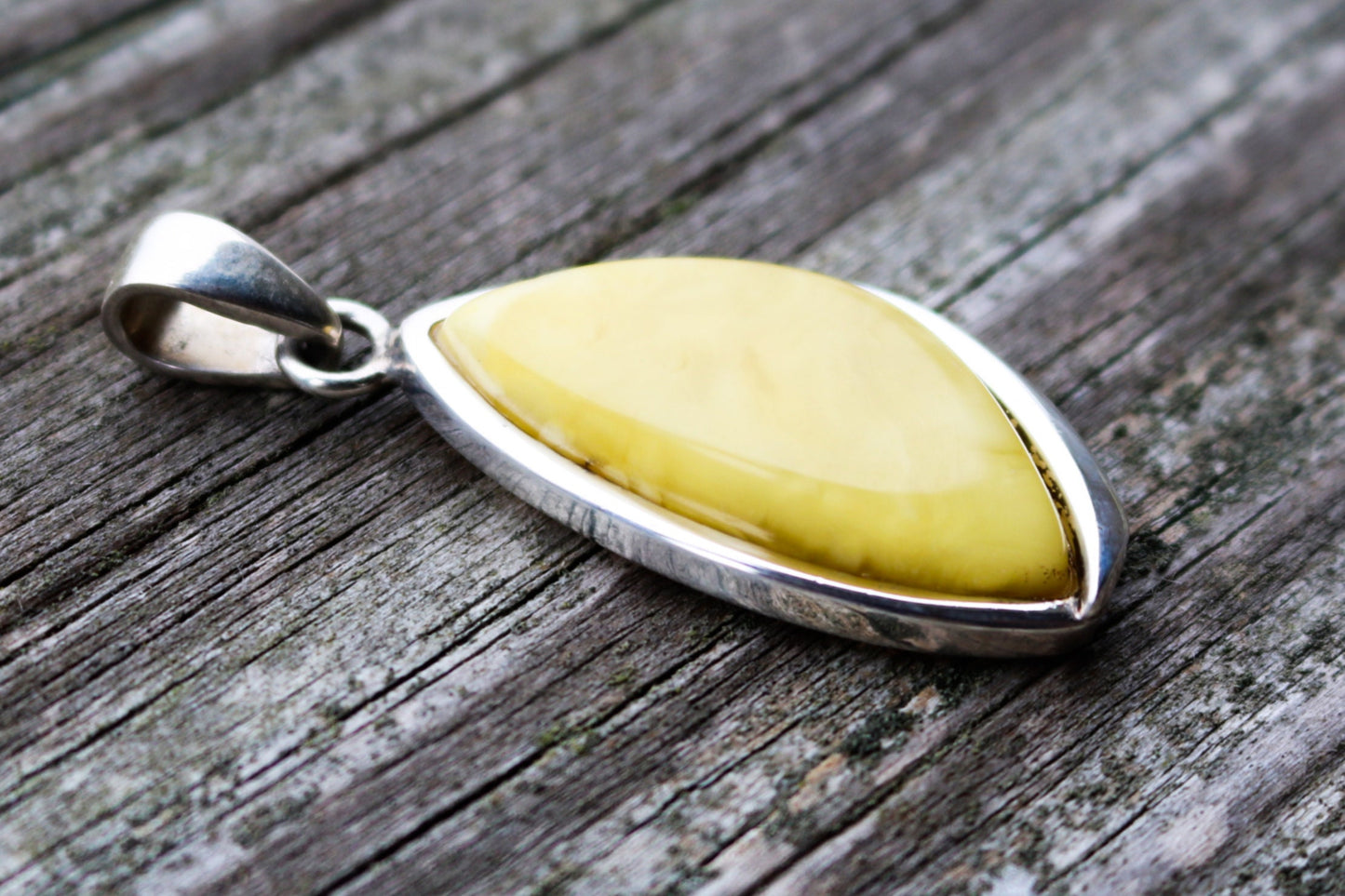 Baltic Amber Pendant Butterscotch Yellow Natural Untreated Unisex 1.97" 7.8 gram 925 Silver