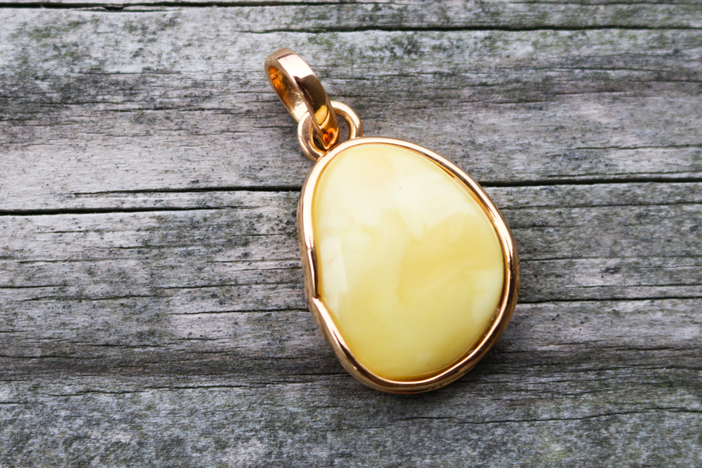 Baltic Amber Pendant Butterscotch Gold Plated Silver Natural Jewelry 1.5" 5.9 gram