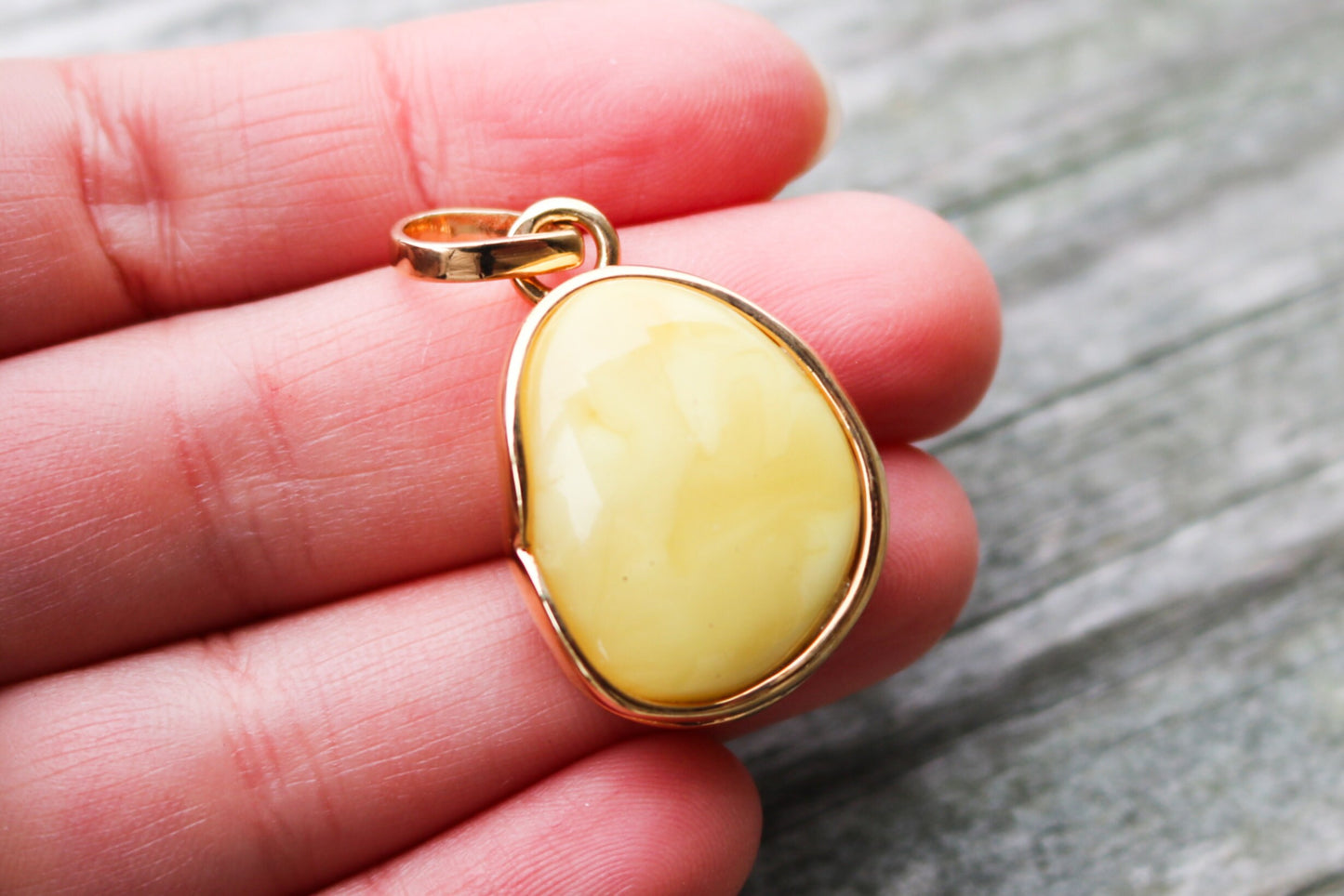 Baltic Amber Pendant Butterscotch Gold Plated Silver Natural Jewelry 1.5" 5.9 gram