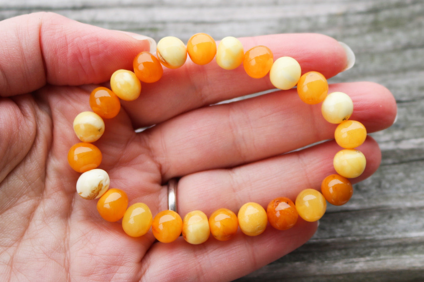 Baltic Amber Jewelry Bracelet Butterscotch Yolk Antique Natural Baroque Beads 9.2 gram