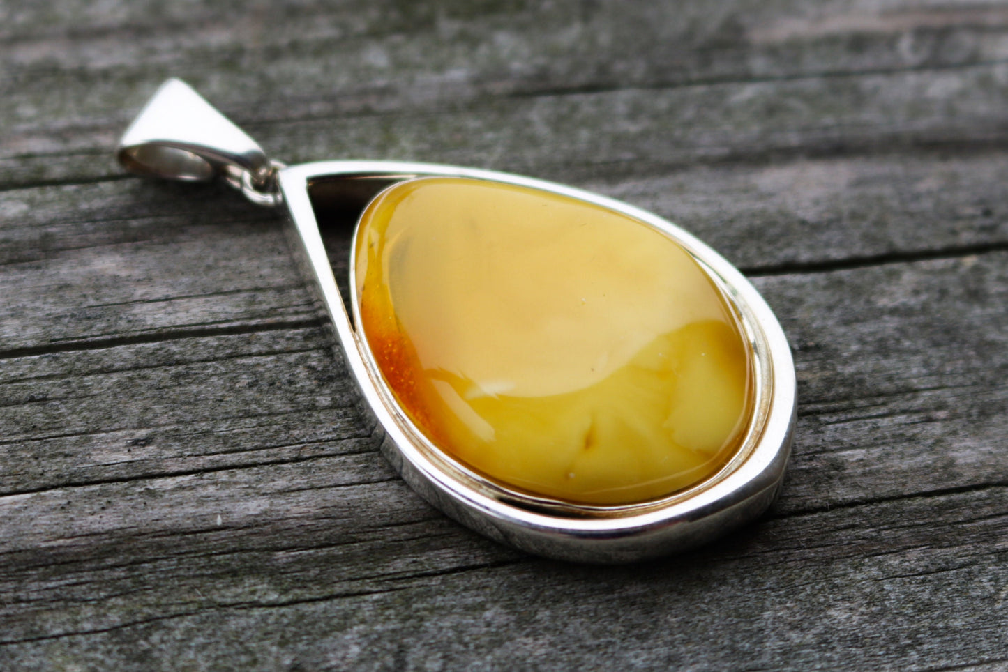 Baltic Amber Butterscotch Pendant Drop Natural Untreated Jewelry 2.32" 18.5 gram 925 Silver