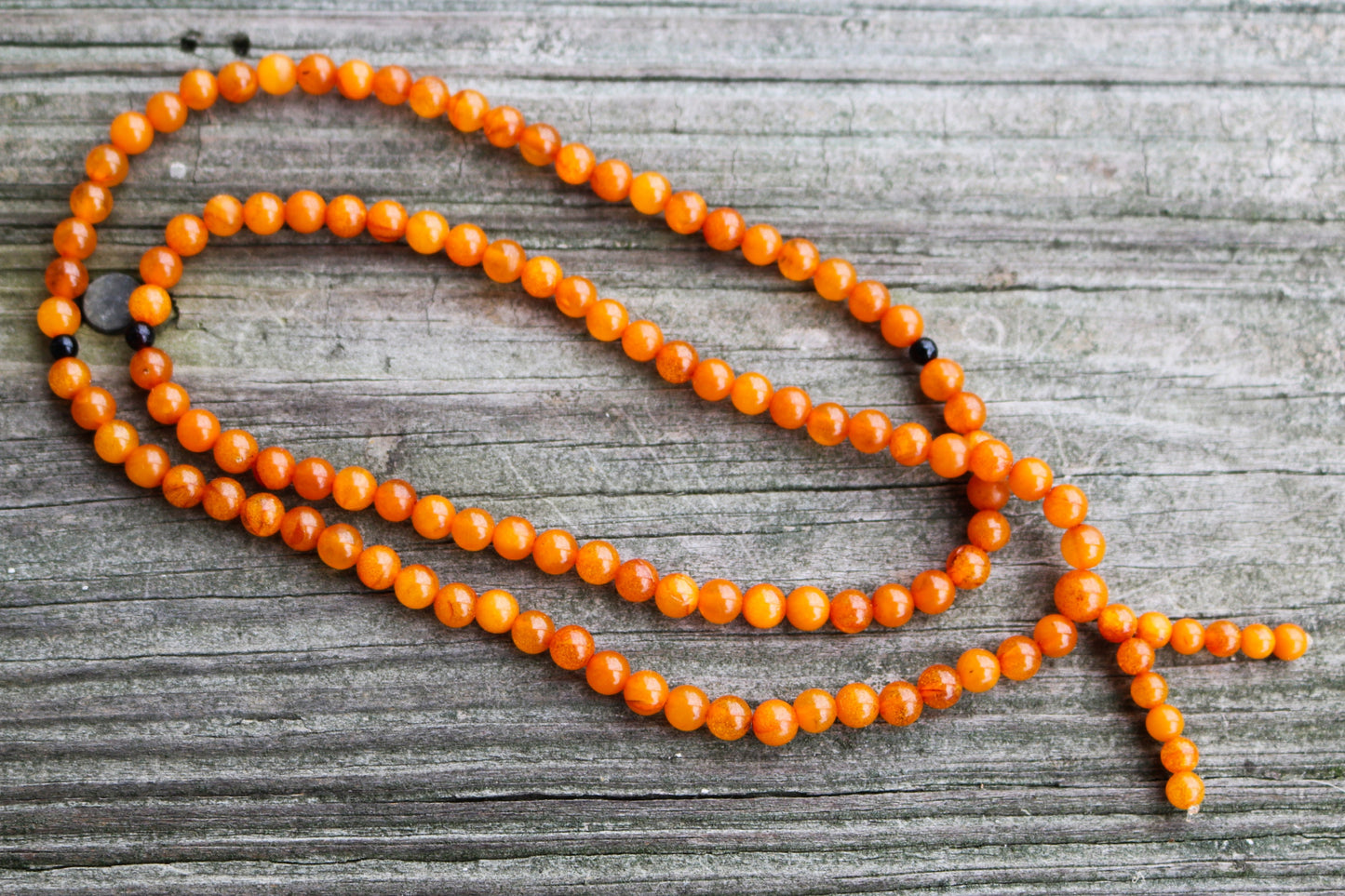 Baltic Amber Butterscotch Buddhist Mala Prayer Ball Beads Yolk Natural 11.8 gram 5.7 mm