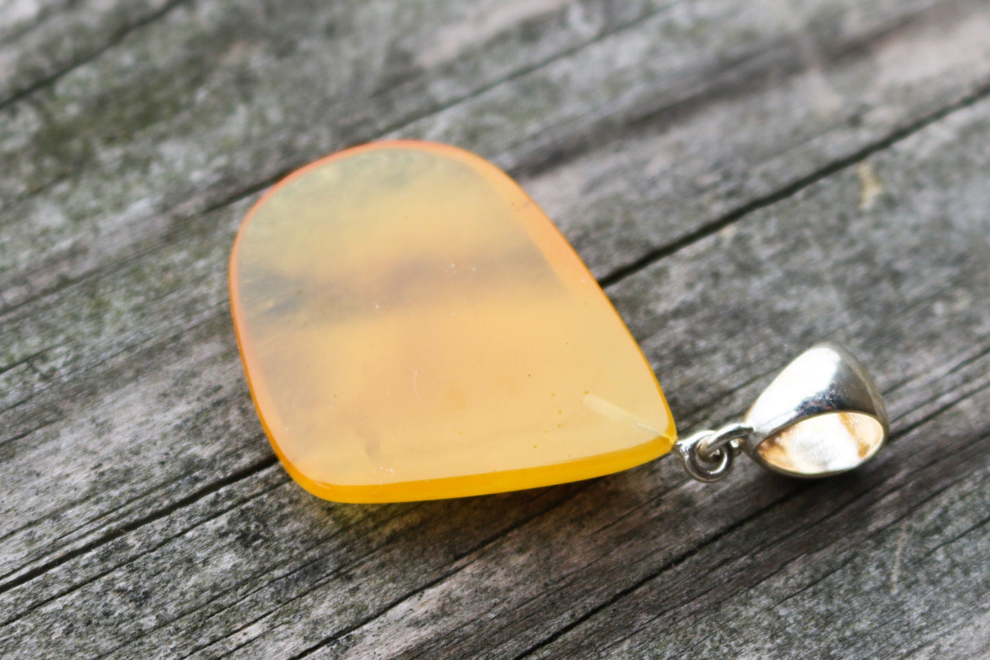 Baltic Amber Butterscotch Pendant Natural Cloudy Unisex Untreated 2" 4.8 gram 925 Silver