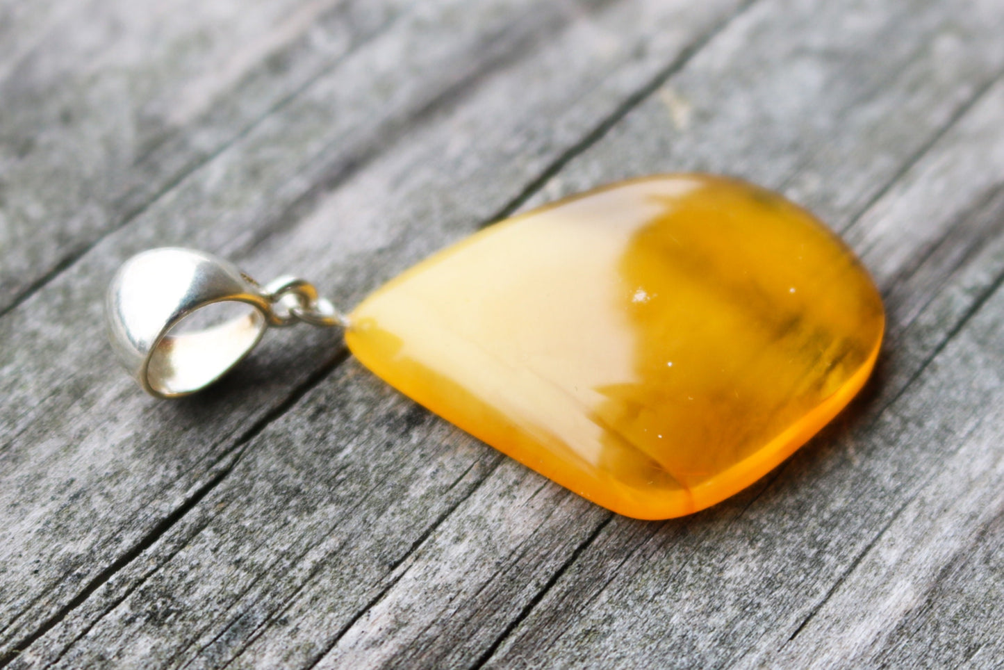 Baltic Amber Butterscotch Pendant Natural Cloudy Unisex Untreated 2" 4.8 gram 925 Silver