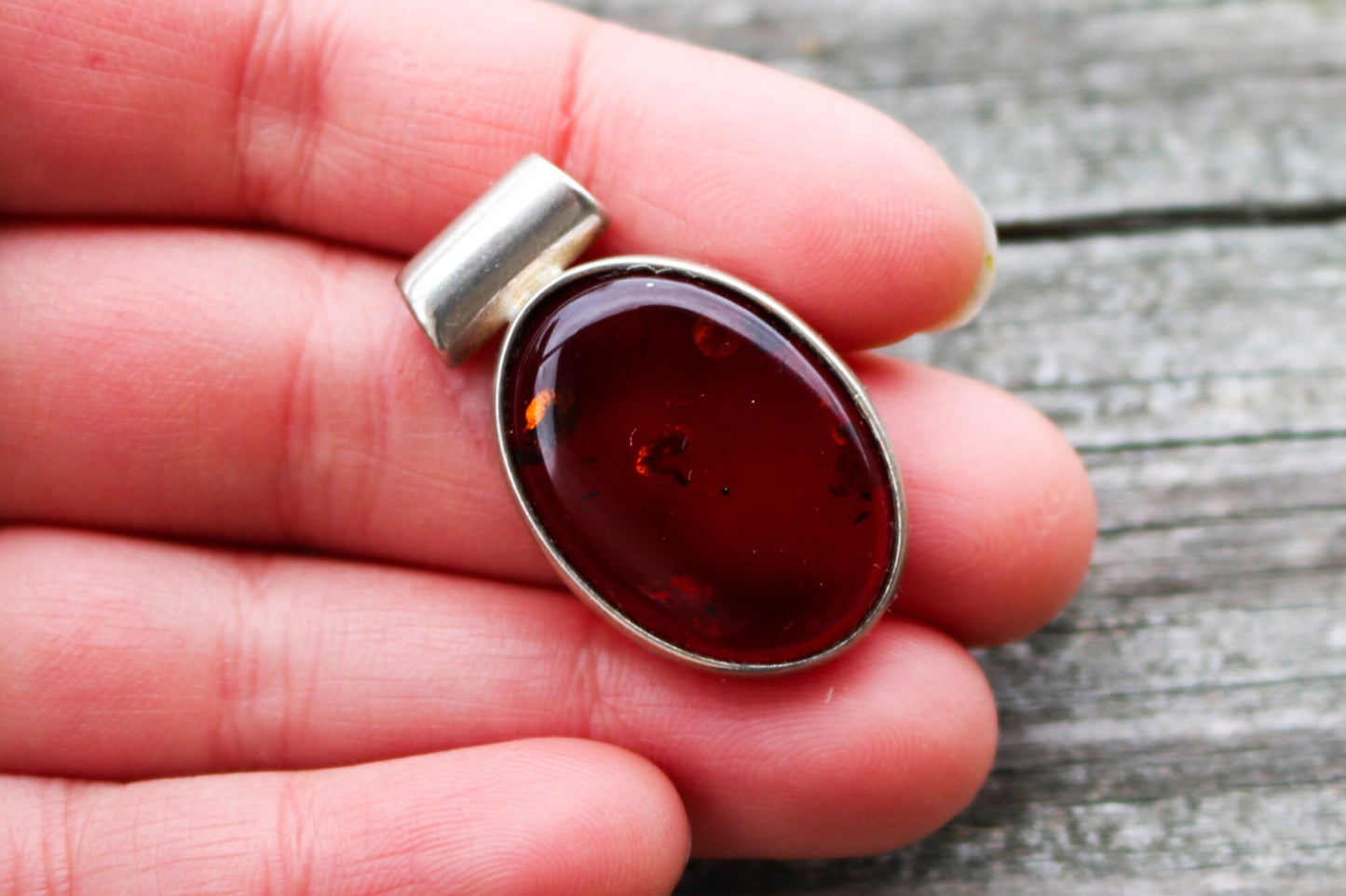 Baltic Amber Pendant Cherry Oval Natural Jewelry Unisex 1.3" 7.2 gram