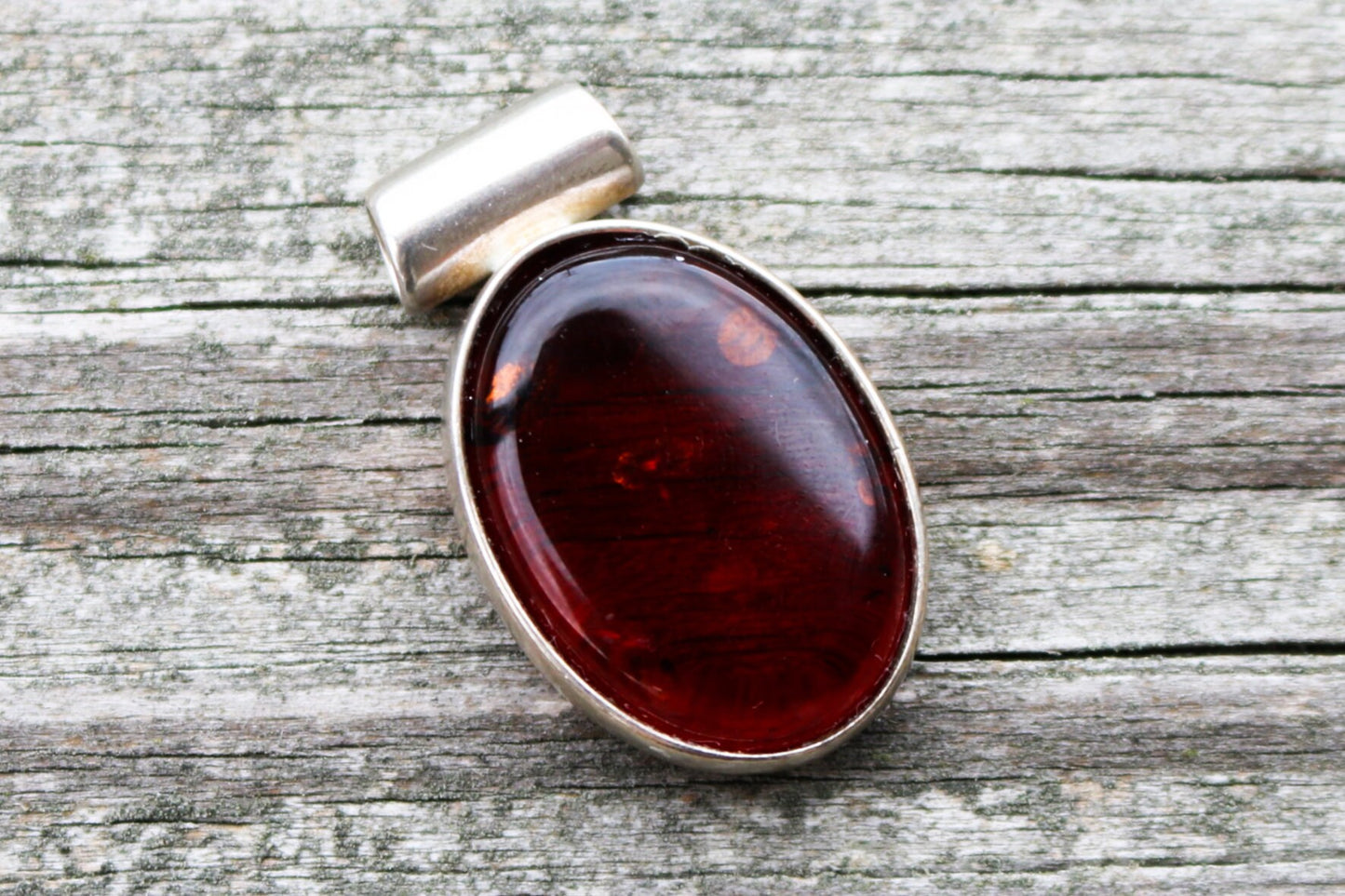 Baltic Amber Pendant Cherry Oval Natural Jewelry Unisex 1.3" 7.2 gram