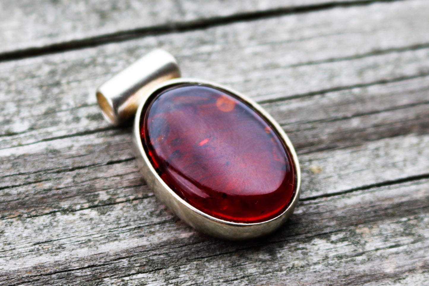 Baltic Amber Pendant Cherry Oval Natural Jewelry Unisex 1.3" 7.2 gram