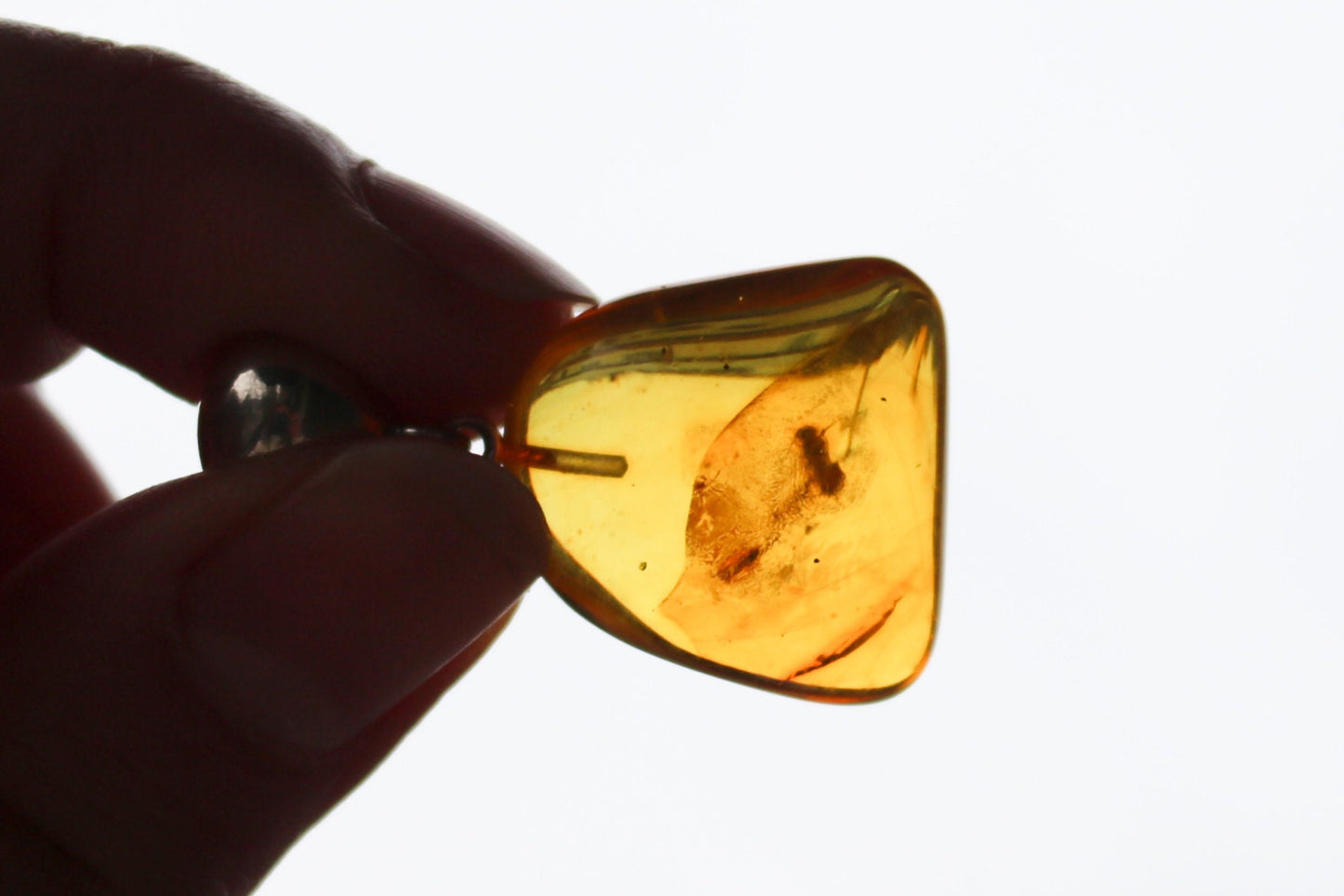 Baltic Amber Pendant Fossil Insect Natural Inclusions Honey 1.42" 4 gram