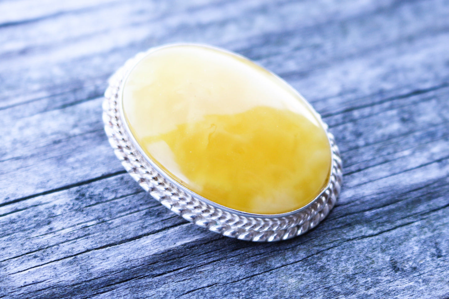 Baltic Amber Pendant Butterscotch Cameo Milky Oval Natural Untreated Jewelry 1.55" 13.3 gram 925 silver