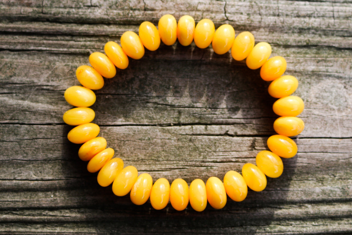 Baltic Amber Bracelet Antique Butterscotch Rondelle Beads Natural Yolk Unisex 12.7 gram