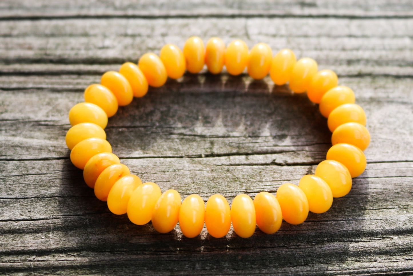 Baltic Amber Bracelet Antique Butterscotch Rondelle Beads Natural Yolk Unisex 12.7 gram