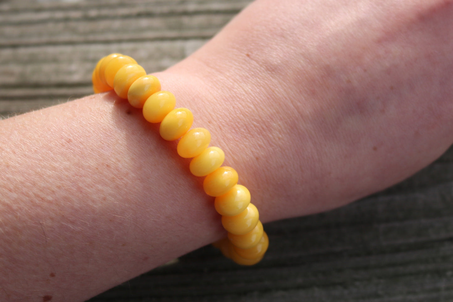 Baltic Amber Bracelet Antique Butterscotch Rondelle Beads Natural Yolk Unisex 12.7 gram