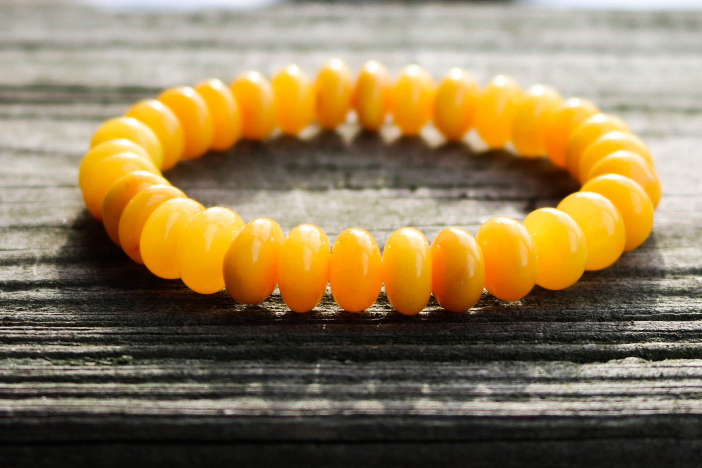 Baltic Amber Bracelet Antique Butterscotch Rondelle Beads Natural Yolk Unisex 12.7 gram