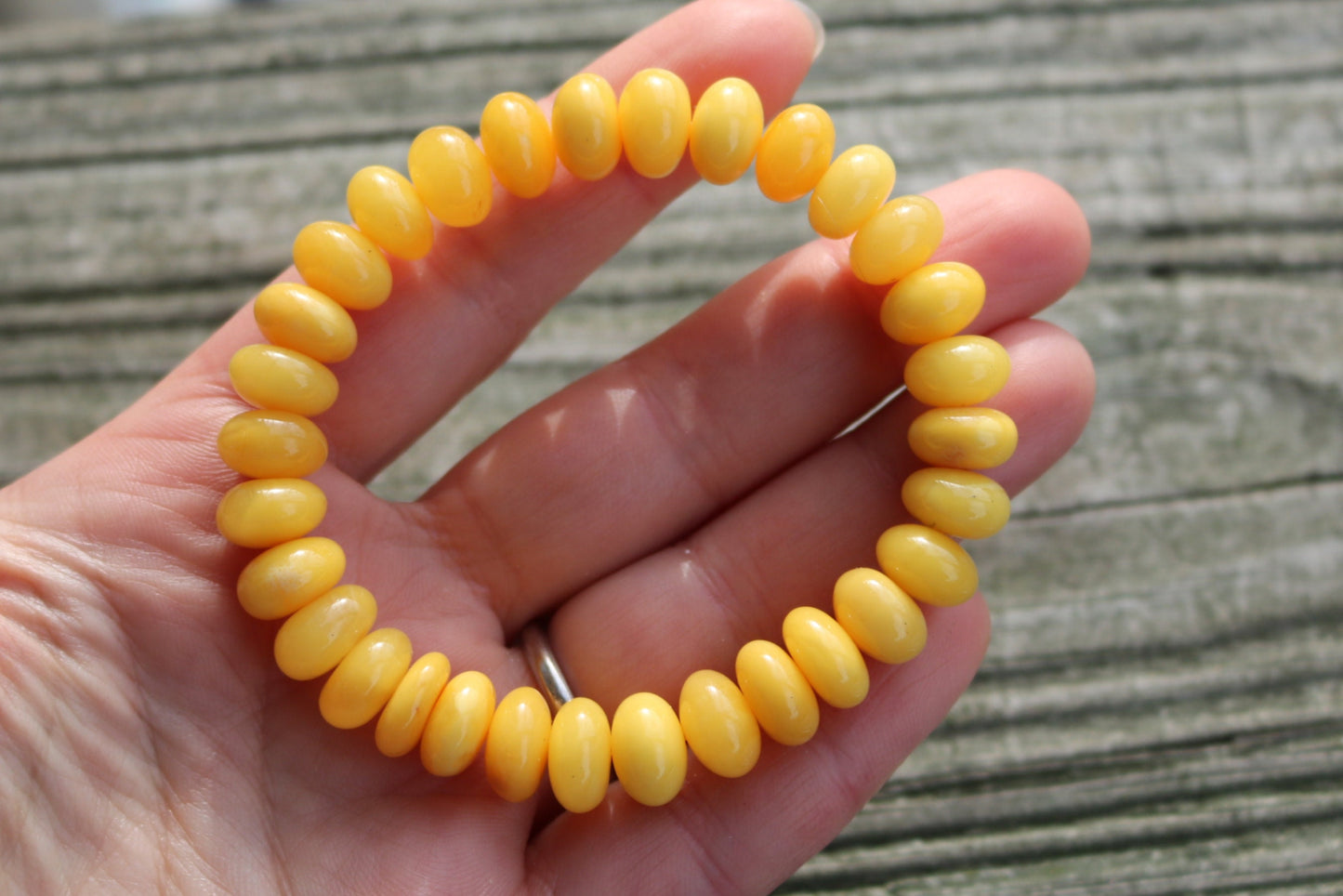 Baltic Amber Bracelet Antique Butterscotch Rondelle Beads Natural Yolk Unisex 12.7 gram