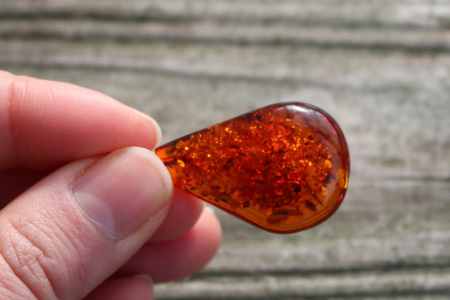 Baltic Amber Pendant Cognac Drop Sparkling Jewelry Unisex 1.95" 4.7 gram 925 Silver