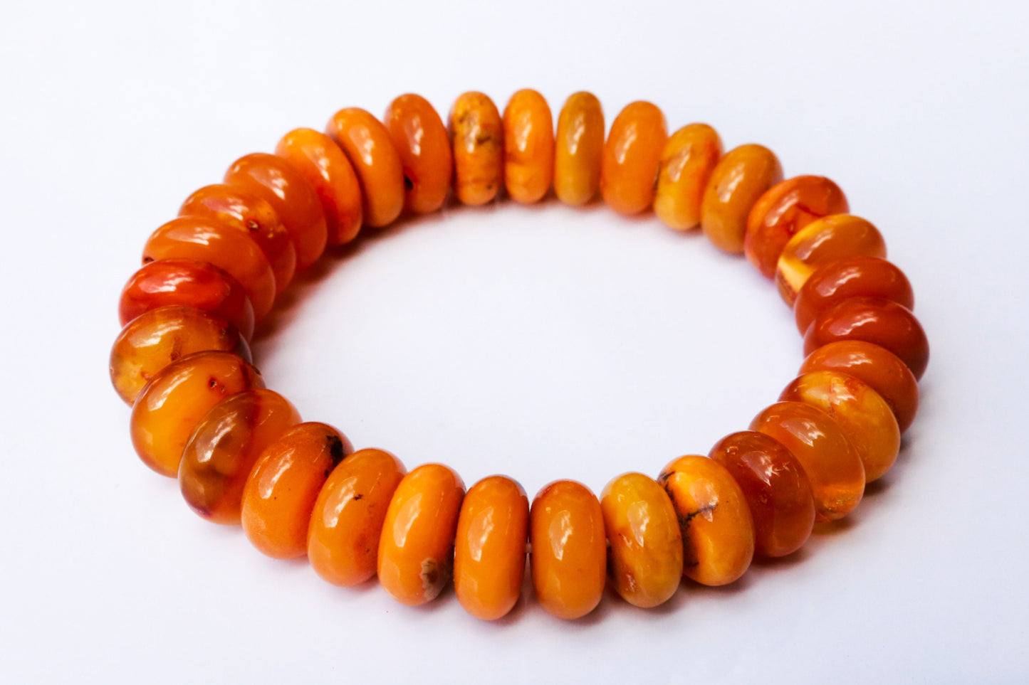 Baltic Amber Bracelet Antique Butterscotch Rondelle Beads Natural Untreated Unisex Jewelry Yolk 8.5" 28.5 gram