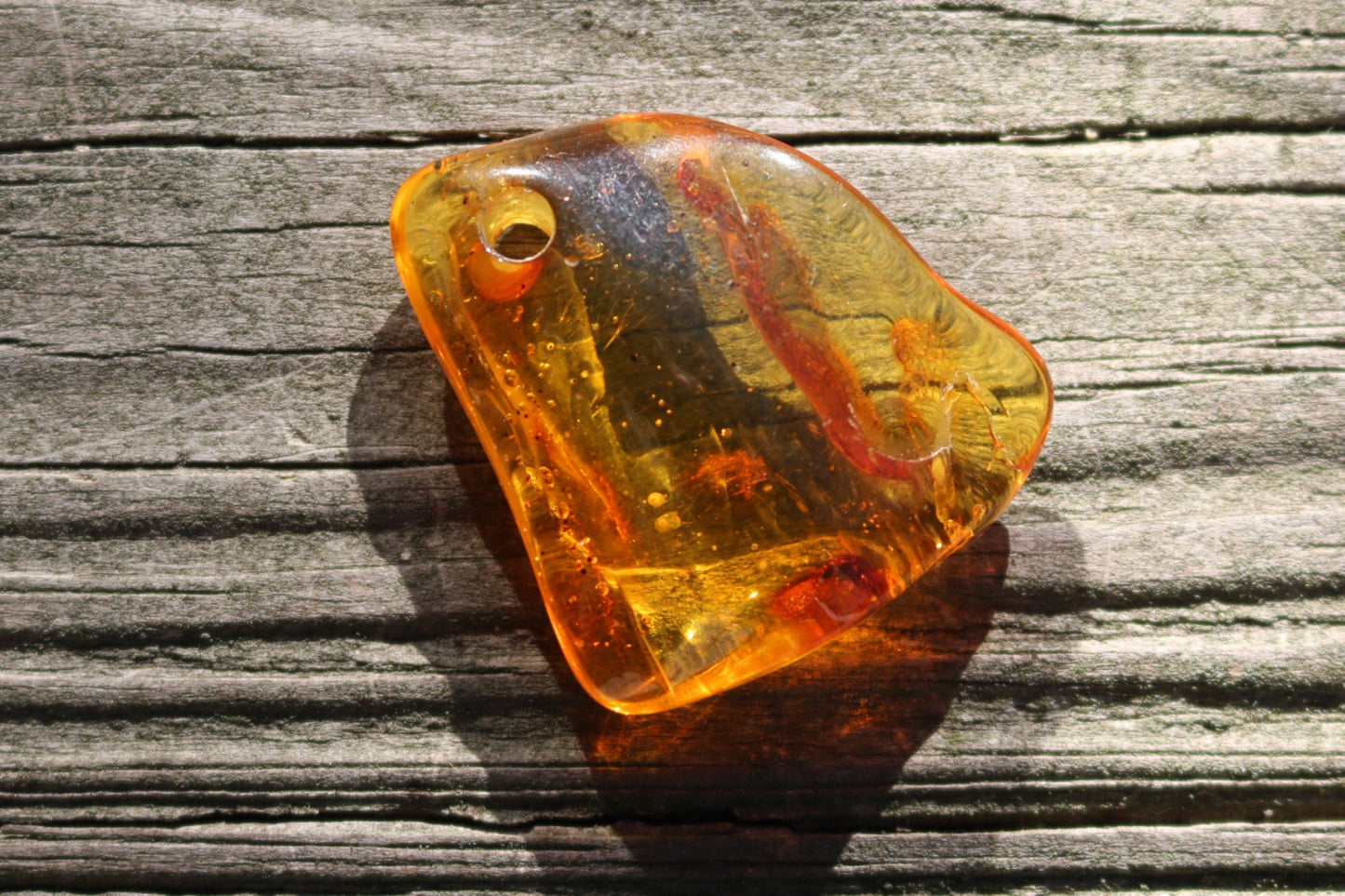 Baltic Amber Pendant Pierced Honey Natural Untreated Unisex 1.35" 5.8 gram 925 Silver