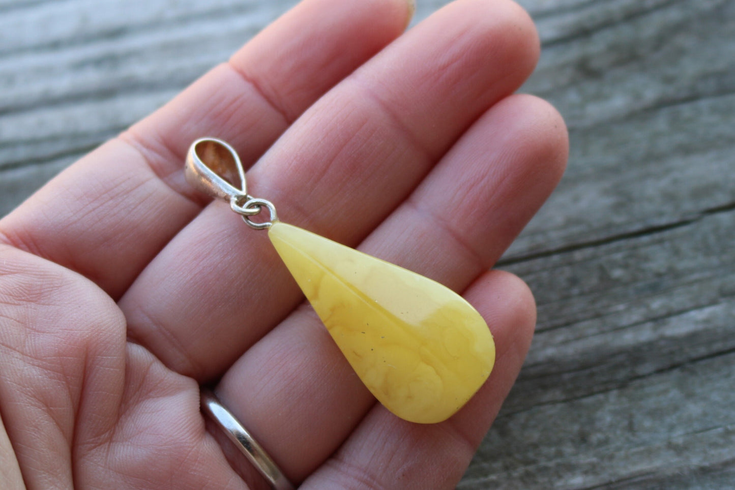 Baltic Amber Pendant Butterscotch Milky Natural Untreated Jewelry Faceted 2" 3.5 gram 925 Silver