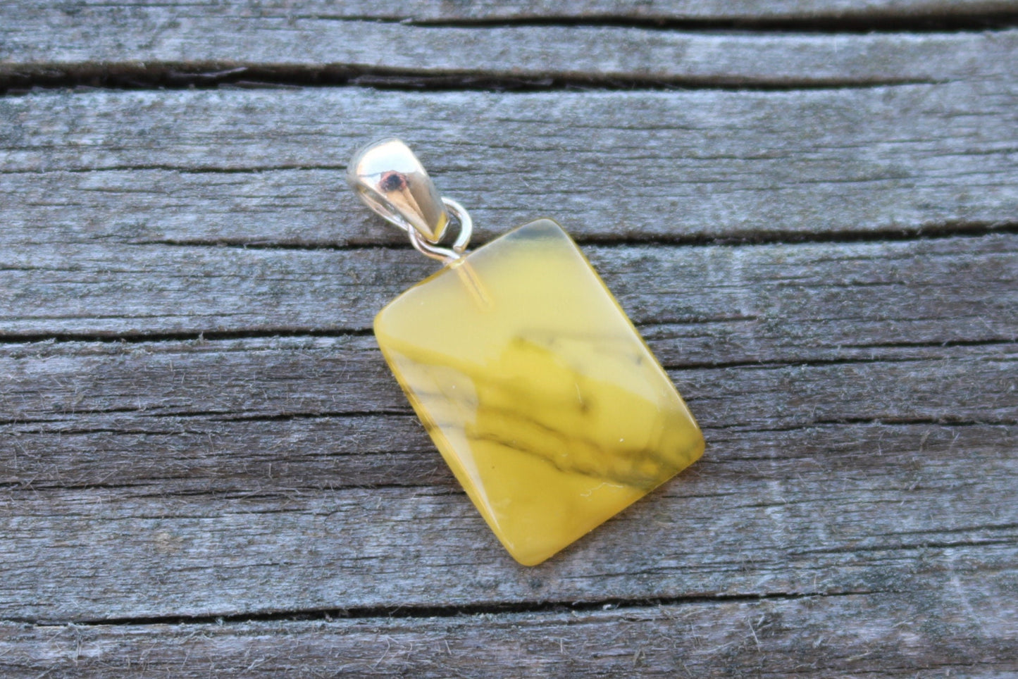 Baltic Amber Pendant Butterscotch Rectangle Natural Untreated Cloudy Jewelry 1″ 1.1 gram 925 Silver