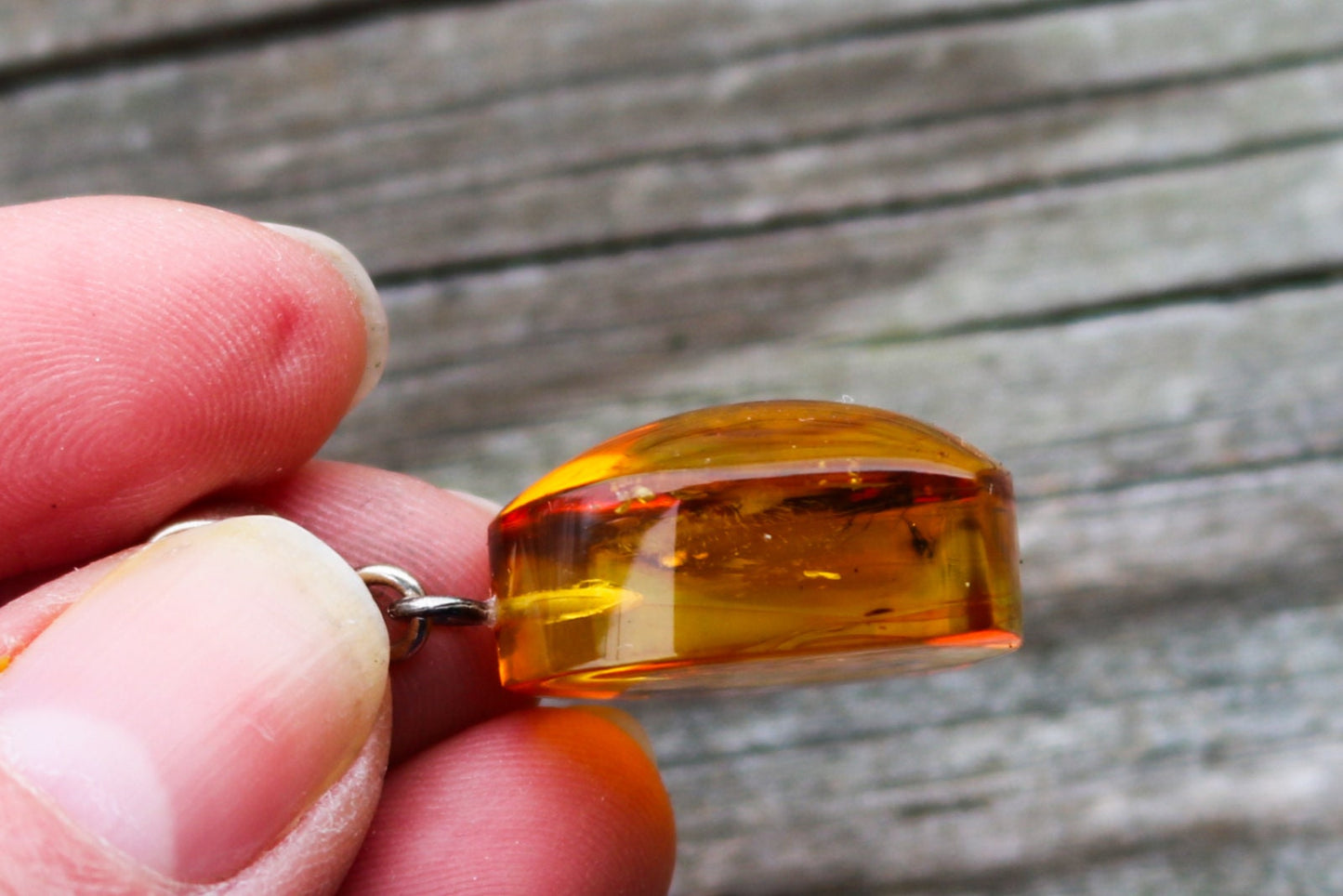 Baltic Amber Pendant Fossil Insect Natural Honey Unisex Jewelry 1.54" 4.6 gram 925 silver